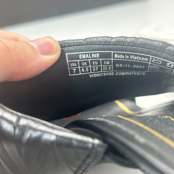 Vionic Emaline Mule Heel Ruched Leather Strappy Sandals Black Women 7M Tried On - Picture 9 of 10